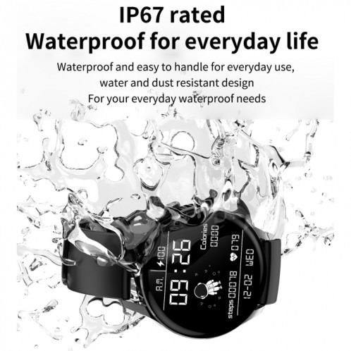 Montre intelligente GW69, prise en charge des appels BT/fréquence cardiaque/pression artérielle/oxygène sanguin (noir + bracelet en silicone noir) SH901C1050-019