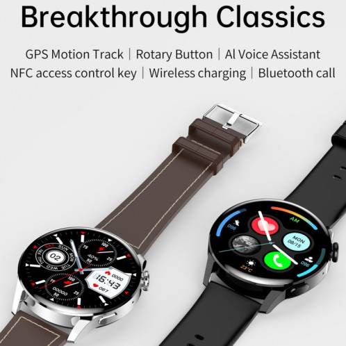 Montre intelligente GW69, prise en charge des appels BT/fréquence cardiaque/pression artérielle/oxygène sanguin (noir + bracelet en silicone noir) SH901C1050-019