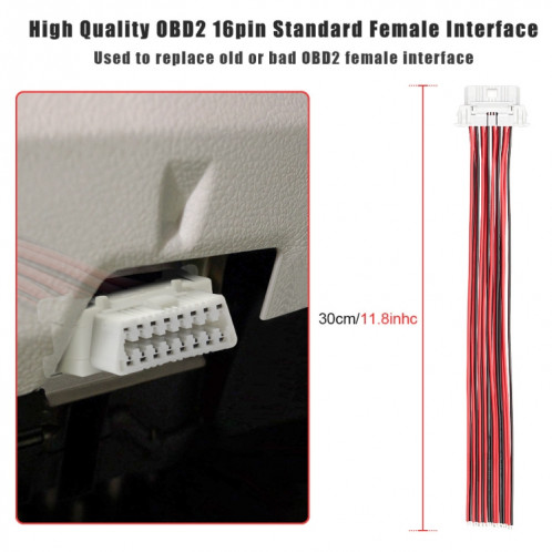 30 cm 16 broches câble d'extension de borne fixe prise femelle pour Honda SH0801356-04