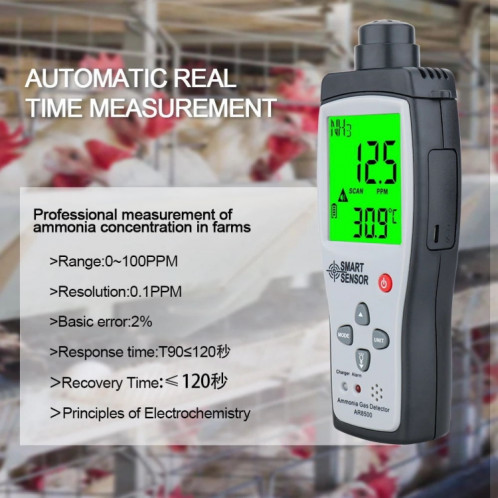 SmartSensor AR8500 Détecteur portable de gaz ammoniac NH3 SH6715811-07