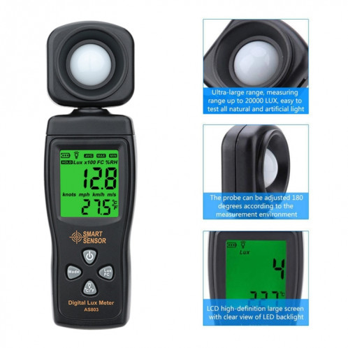 Luxmètre numérique portatif SmartSensor AS803 SH67221253-09