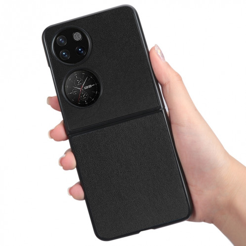 Pour Huawei P50 Pocket Plain Skin Litchi Texture Phone Case (Noir) SH701D676-06