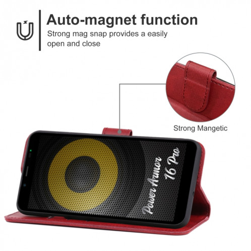 Pour étui de téléphone en cuir Ulefone Power Armor 16 Pro (rouge) SH708A1545-06