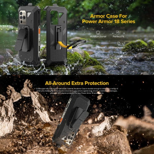 Pour Ulefone Power Armor 18T Ulefone Back Clip Phone Case avec Mousqueton (Noir) SU402B99-06