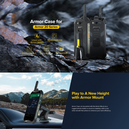Pour Ulefone Armor 20WT Étui de téléphone à clip arrière Ulefone avec mousqueton (noir) SU403B500-07