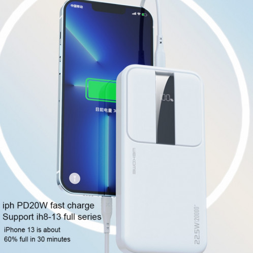 WEKOME WP-303 Gonen Series 20000mAh LED Display Charge Rapide Power Bank (Blanc) SW801A1704-09