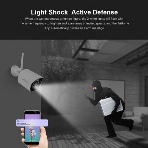 Caméra de surveillance extérieure WiFi SriHome SH034C 4.0MP AI humanoïde () SS101B485-012