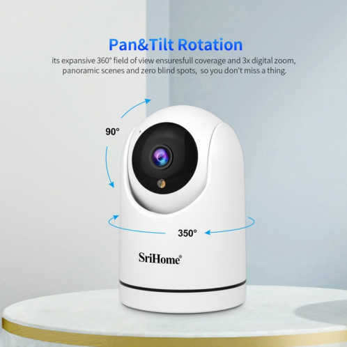 Caméra de surveillance panoramique SriHome SH042 2.0MP 1080P HD AI WiFi () SS301B1937-011