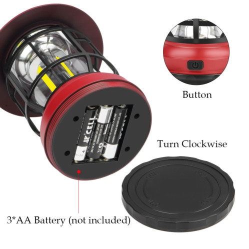 Lanterne de camping portable à suspension rétro, type : type de batterie, batterie non incluse (rouge) SH201C337-09