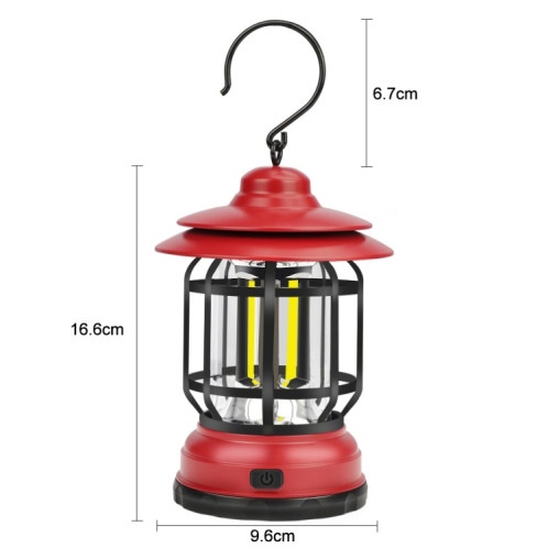 Lanterne de tente de camping portable rétro suspendue, type : chargement USB (rouge). SH202C1782-09