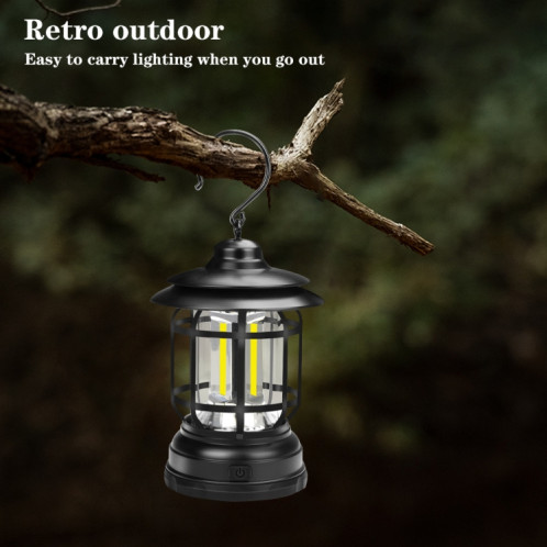Lanterne de tente de camping portable rétro suspendue, type : chargement USB (rouge). SH202C1782-09