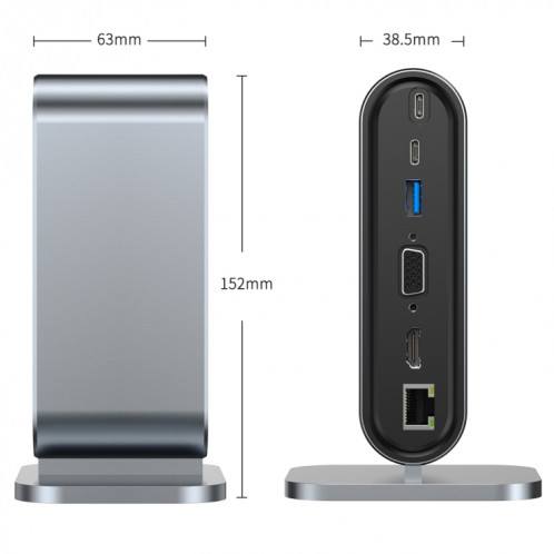 Adaptateur HUB multi-interface vertical USB-C / Type-C 12 en 1 SH75521209-05