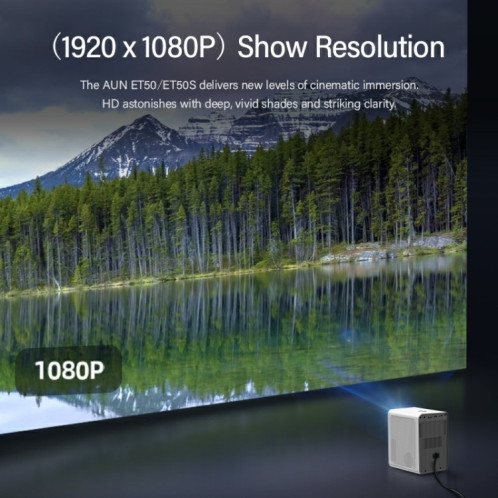 AUN ET50 10,2 cm 180 lumens 1920 x 1080p Mini projecteur LED intelligent, type de prise : prise américaine (blanc) SA501A576-08
