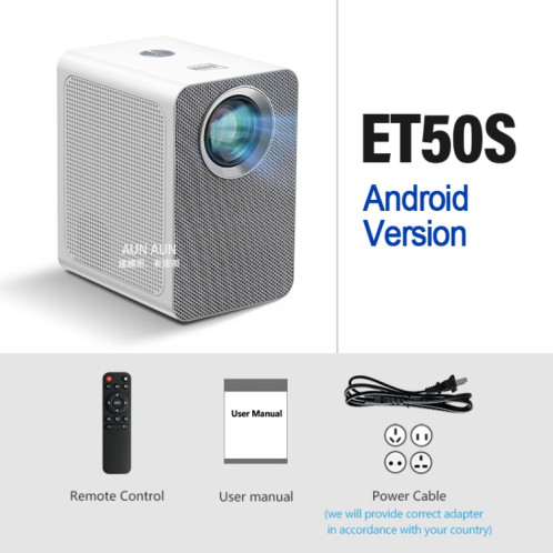 AUN ET50 10,2 cm 180 lumens 1920 x 1080p Mini projecteur LED intelligent, type de prise : prise américaine (blanc) SA501A576-08