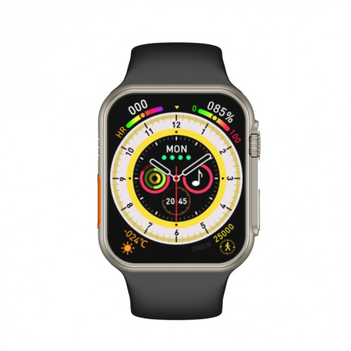 Montre intelligente à écran TFT W8 Ultra 2,02 pouces, étanche IP68, prise en charge de la fréquence cardiaque et de la surveillance de l'oxygène sanguin/modes sportifs multiples (noir) SH801C1924-03