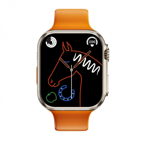 WS8 Pro Montre intelligente à écran tactile IPS de 2,0 pouces, étanche IP67, prise en charge de la fréquence cardiaque et de la surveillance de l'oxygène sanguin/modes sportifs (or + orange) SH201B349-010