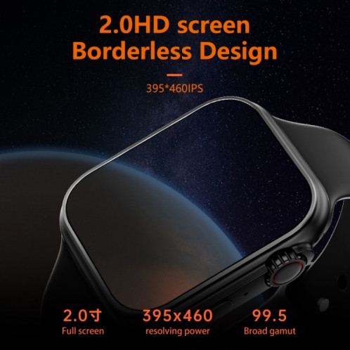 WS8 Pro Montre intelligente à écran tactile IPS de 2,0 pouces, étanche IP67, surveillance de la fréquence cardiaque et de l'oxygène sanguin/modes sportifs (or + gris) SH201C899-010