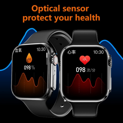 WS8 Plus Montre intelligente à écran tactile IPS de 2,0 pouces, étanche IP68, prise en charge de la fréquence cardiaque et de la surveillance de l'oxygène sanguin/modes sportifs (bleu) SH401E970-06