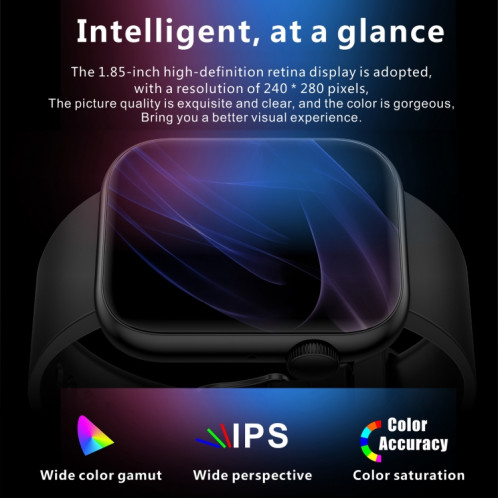 Montre intelligente à écran TFT QX7 1,85 pouces, prise en charge des appels Bluetooth / surveillance du foyer / 100+ modes sportifs (bleu noir) SH601C1352-012