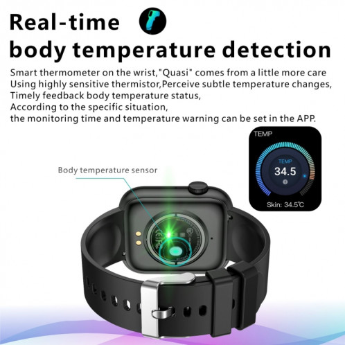 Montre intelligente à écran TFT QX7 1,85 pouces, prise en charge des appels Bluetooth / surveillance du foyer / 100+ modes sportifs (bleu noir) SH601C1352-012