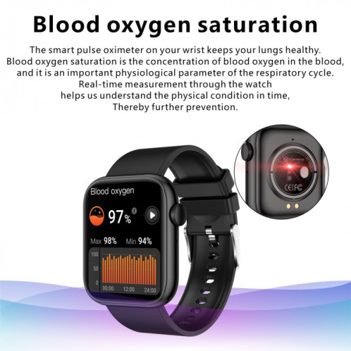 Montre intelligente à écran TFT QX7 1,85 pouces, prise en charge des appels Bluetooth / surveillance du foyer / 100+ modes sportifs (bleu noir) SH601C1352-012