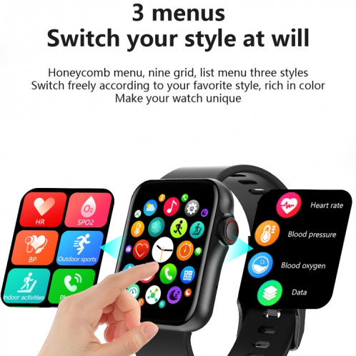 D07 Montre intelligente à écran carré de 1,7 pouces avec encodeur NFC de paiement (or) SH101B692-010
