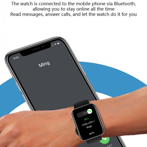 D07 Montre intelligente à écran carré de 1,7 pouces avec encodeur NFC de paiement (or) SH101B692-010