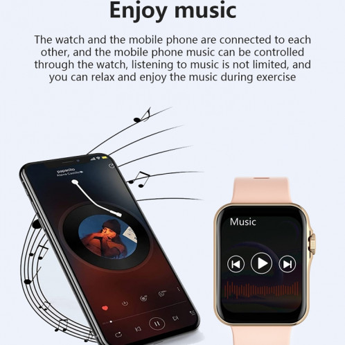 D07 Montre intelligente à écran carré de 1,7 pouces avec encodeur NFC de paiement (or) SH101B692-010