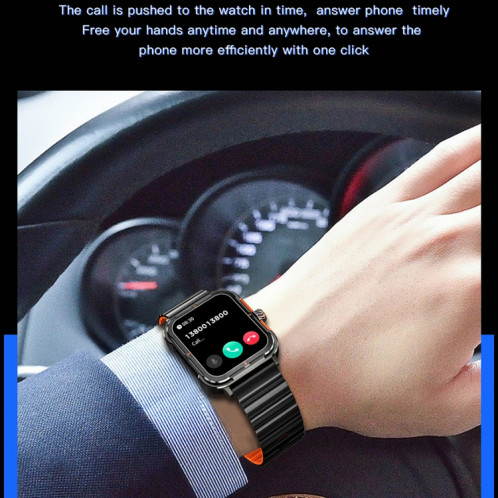 D09 La montre intelligente à écran carré TFT de 1,9 pouces prend en charge la surveillance de la pression artérielle (noir) SH101A523-012