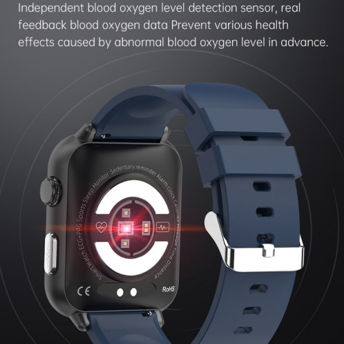 E200 1,72 pouces HD écran encodeur bracelet en cuir montre intelligente prend en charge la surveillance ECG/surveillance de l'oxygène sanguin (marron) SH601B724-011