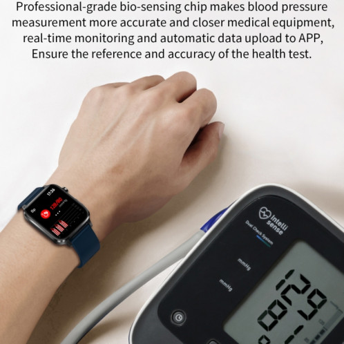 F100 1,7 pouces HD écran carré bracelet en cuir montre intelligente prend en charge la surveillance de la température corporelle/surveillance de l'oxygène sanguin (noir) SH201A820-012