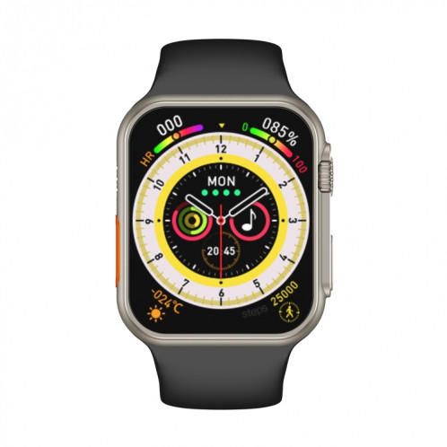 La montre intelligente à écran carré N8 Ultra 2,02 pouces prend en charge la surveillance de la fréquence cardiaque/la surveillance de l'oxygène sanguin (noir) SH401A257-03