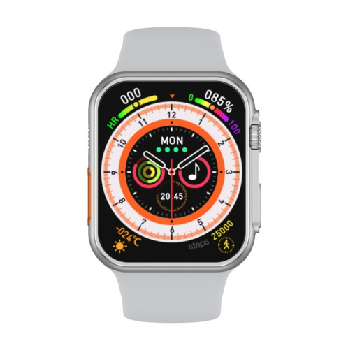 La montre intelligente à écran carré N8 Ultra 2,02 pouces prend en charge la surveillance de la fréquence cardiaque/la surveillance de l'oxygène sanguin (argent) SH401B1384-03