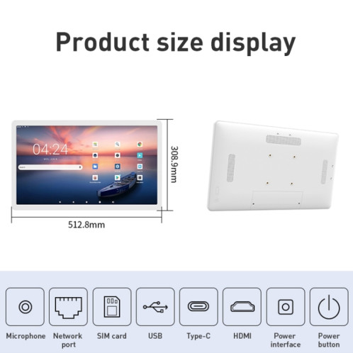 HSD2193T Machine publicitaire à écran IPS 21,5 pouces Android 12 RK3566 4 Go + 32 Go (blanc) SH804B573-012