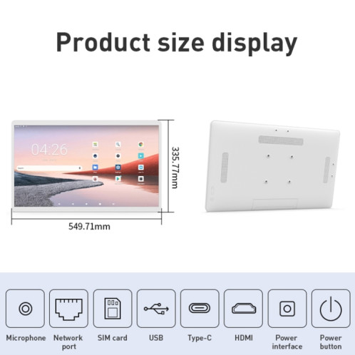 HSD2493T Machine publicitaire à écran IPS 24 pouces Android 12 RK3399 4 Go + 32 Go (Blanc) SH102B1735-012