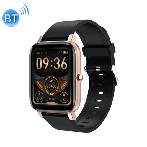 Ochstin 5H80 1,69 pouces écran carré bracelet en silicone fréquence cardiaque surveillance de l'oxygène sanguin Bluetooth montre intelligente (noir + or) SO901E1887-011