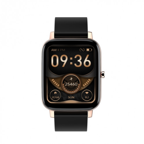Ochstin 5H80 1,69 pouces écran carré bracelet en silicone fréquence cardiaque surveillance de l'oxygène sanguin Bluetooth montre intelligente (noir + or) SO901E1887-011