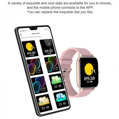 Ochstin 5H80 1,69 pouces Écran carré Bracelet en silicone Fréquence cardiaque Surveillance de l'oxygène sanguin Bluetooth Montre intelligente (Rose) SO901C1100-011