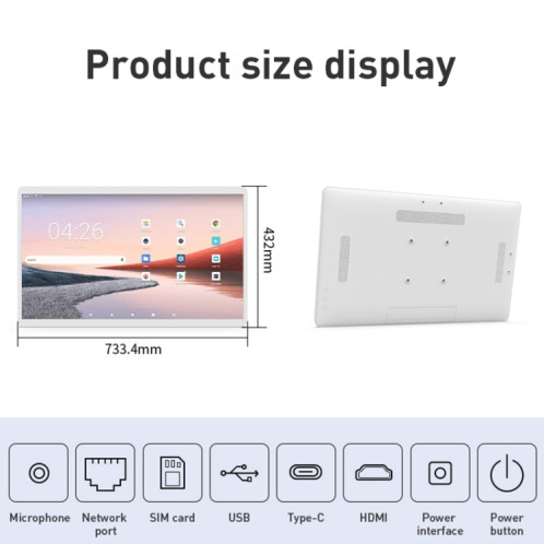HSD3293T Machine publicitaire à écran IPS 32 pouces Android 12 RK3399 4 Go + 32 Go (noir) SH302A1635-012