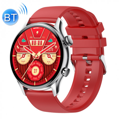 Ochstin 5HK8 Pro Montre intelligente Bluetooth avec écran rond de 1,36 pouces et surveillance de la pression artérielle, bracelet en silicone (argent) SO601B68-011