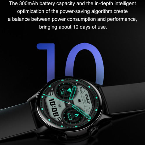 Ochstin 5HK8 Pro Montre intelligente Bluetooth avec écran rond de 1,36 pouces et surveillance de la pression artérielle, bracelet en silicone (argent) SO601B68-011