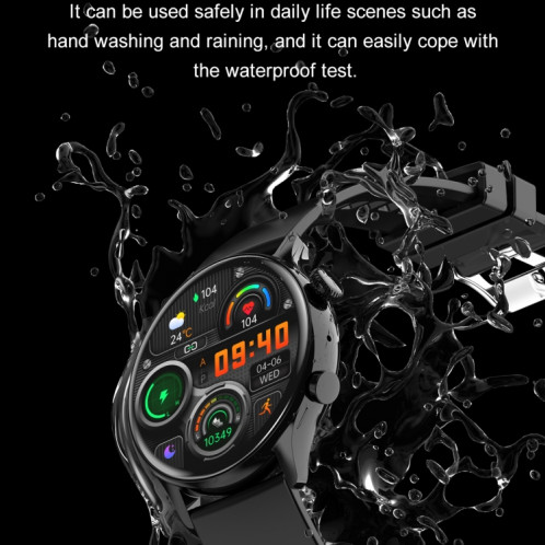 Ochstin 5HK8 Pro Montre intelligente Bluetooth avec écran rond de 1,36 pouces et surveillance de la pression artérielle, bracelet en silicone (argent) SO601B68-011