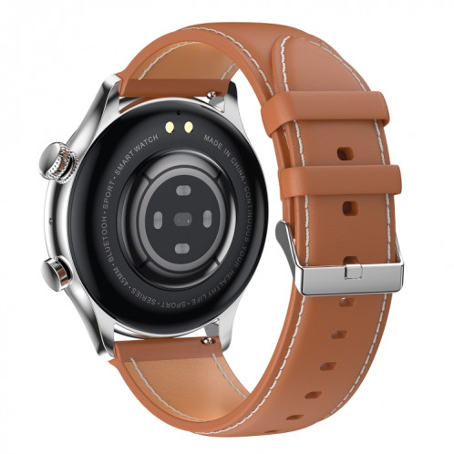 Ochstin 5HK8 Pro Montre intelligente Bluetooth avec écran rond de 1,36 pouces pour la surveillance de la pression artérielle et de l'oxygène sanguin, bracelet : cuir (argent) SO602B1555-011