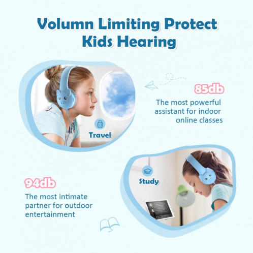 SoulBytes S31 Écouteurs supra-auriculaires filaires pour enfants avec microphone, longueur : 1,5 m (bleu) SS001A1070-07