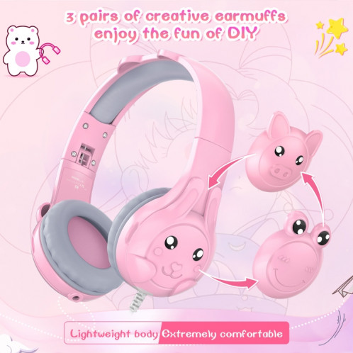 SoulBytes S31 Écouteurs supra-auriculaires filaires pour enfants avec microphone, longueur : 1,5 m (rose) SS001B1844-07