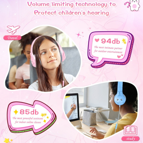 SoulBytes S31 Écouteurs supra-auriculaires filaires pour enfants avec microphone, longueur : 1,5 m (rose) SS001B1844-07