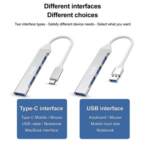 Station d'accueil multifonction imak 4 en 1 HUB, interface : USB (argent) SI401B854-07