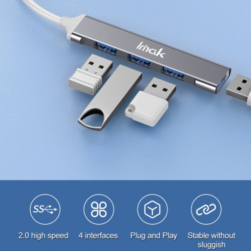 Station d'accueil multifonction imak 4 en 1 HUB, interface : USB (argent) SI401B854-07