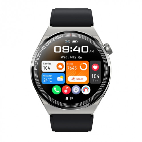 Ochstin 5HK46P Montre intelligente avec bracelet en silicone à écran rond de 1,36 pouces avec fonction d'appel Bluetooth (argent + noir) SO801B1904-012