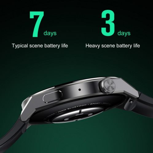 Ochstin 5HK46P Montre intelligente avec bracelet en silicone à écran rond de 1,36 pouces avec fonction d'appel Bluetooth (argent + noir) SO801B1904-012